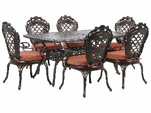 Set de masă pentru grădină LIZZI (aluminiu) (maro) (pentru 6 persoane)