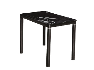 Masă de sufragerie 100 cm Damion (negru + negru) (pentru 4 persoane)