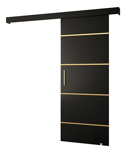 Uși culisante 90 cm Sharlene IV (negru mat + negru mat + auriu)