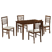Set masă scaune pentru sufragerie Medo 1+4 (nuc + bej) (pentru 4 persoane)