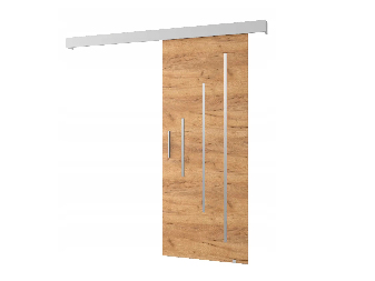 Uși culisante 90 cm Sharlene Y (stejar artisan + alb mat + argintiu)