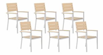 Set 6 buc scaune de grădină Combo (lemn deschis)