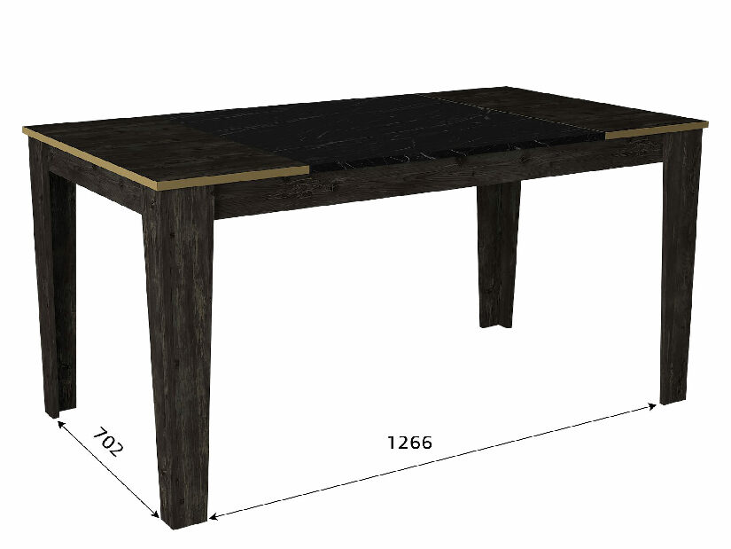 Masă sufragerie (pentru 6 persoane) Verdon (Negru + Auriu)