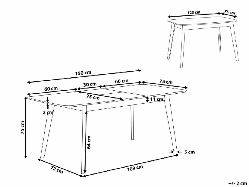 Masă de sufragerie Medo (pentru 4 până la 6 persoane) (lemn închis)