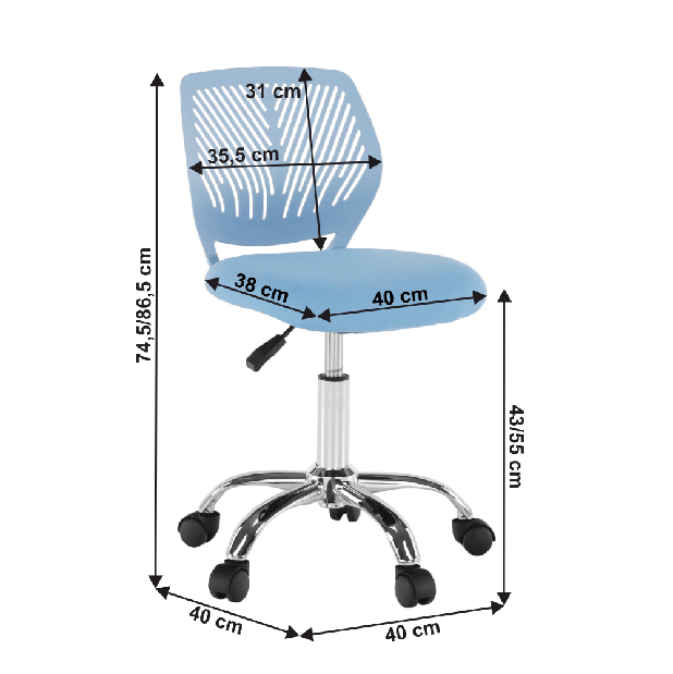 Scaun rotativ pentru copii Svelu (albastru)