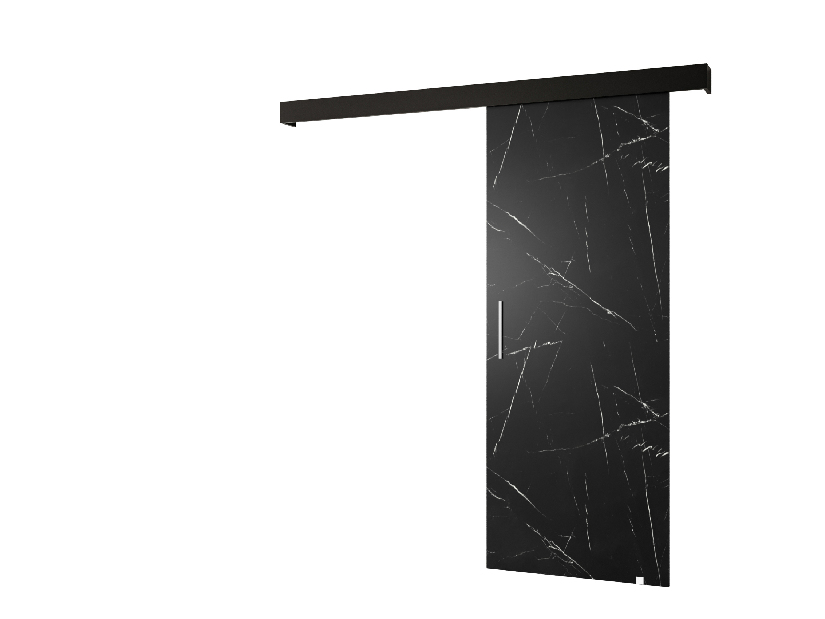 Uși culisante 90 cm Sharlene I (marmură negru + negru mat + argintiu)