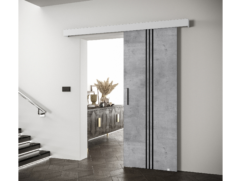 Uși culisante 90 cm Sharlene V (beton + alb mat + negru)