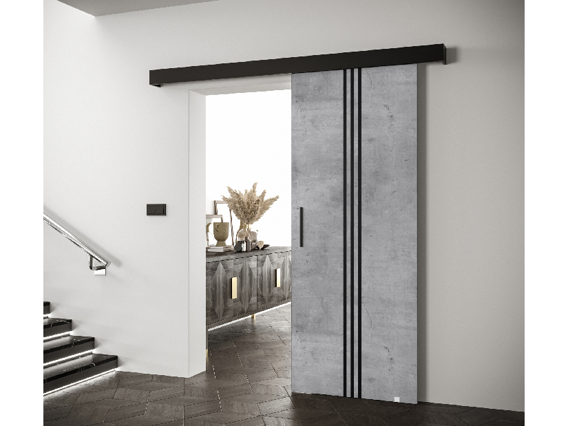 Uși culisante 90 cm Sharlene V (beton + negru mat + negru)
