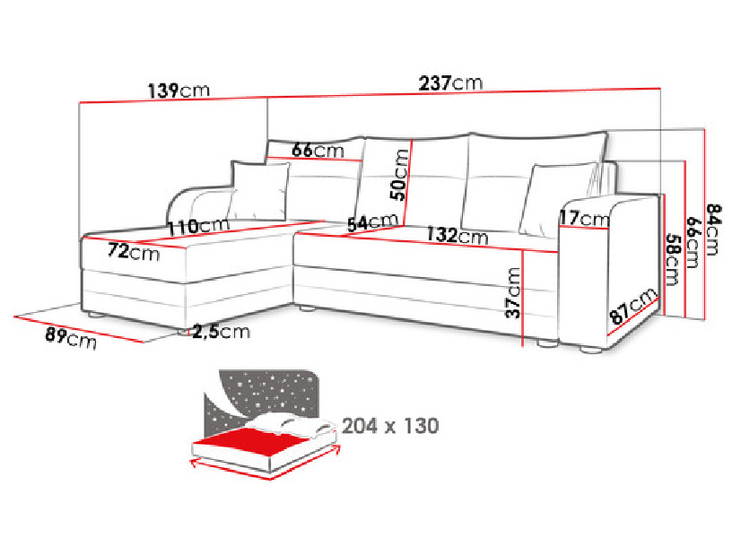 Canapea extensibilă Mirjan Nyx (Lux 0 + Lux 01)
