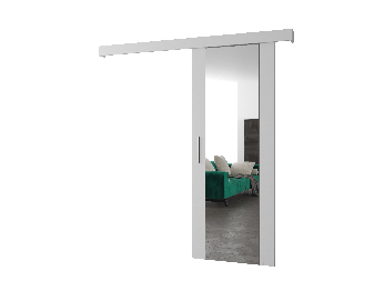 Uși culisante 90 cm Sharlene II (alb mat + alb mat + argintiu) (cu oglindă)