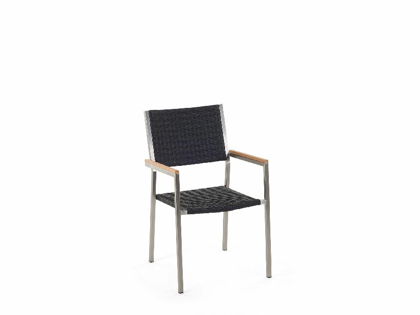 Set de masă pentru grădină Grosso (transparent) (6 scaune din ratan negru)