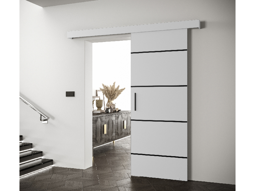 Uși culisante 90 cm Sharlene IV (alb mat + alb mat + negru)