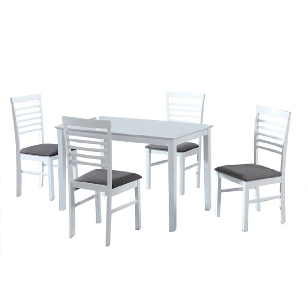 Set masă scaune pentru sufragerie Medo 1+4 (alb + gri) (pentru 4 persoane)