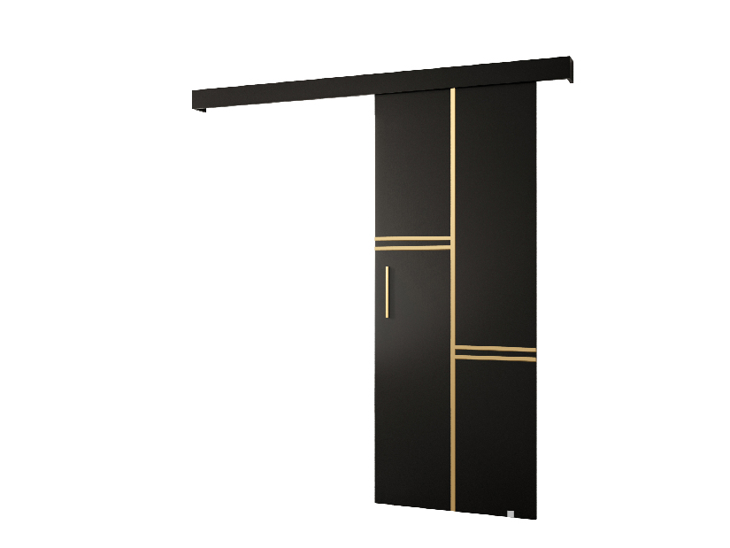 Uși culisante 90 cm Sharlene VIII (negru mat + negru mat + auriu)