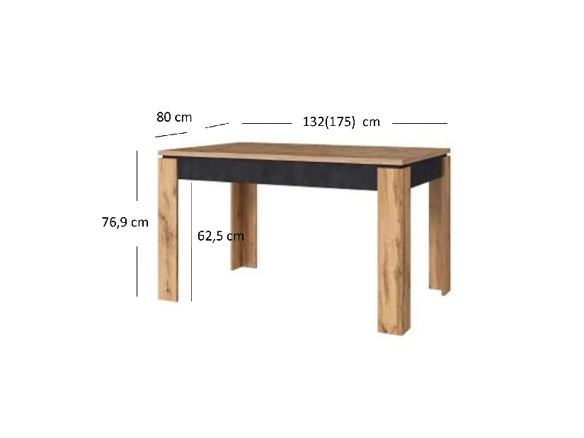 Masă de sufragerie extensibilă 130-175 cm Nella (Stejar wotan + matera)