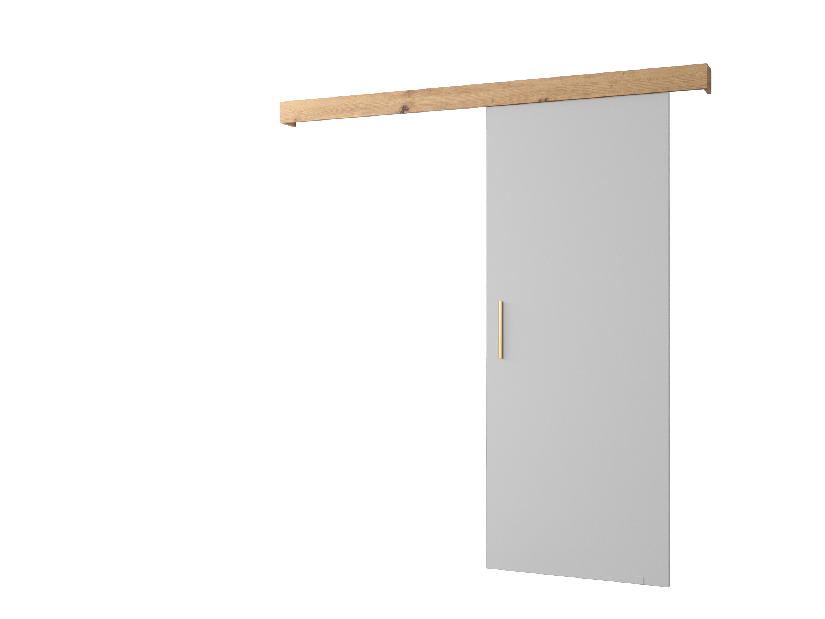 Uși culisante 90 cm Sharlene I (alb mat + stejar artisan + auriu)