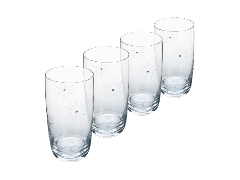 Set de 4 pahare pentru băuturi cu cristale 460ml Snouflek 