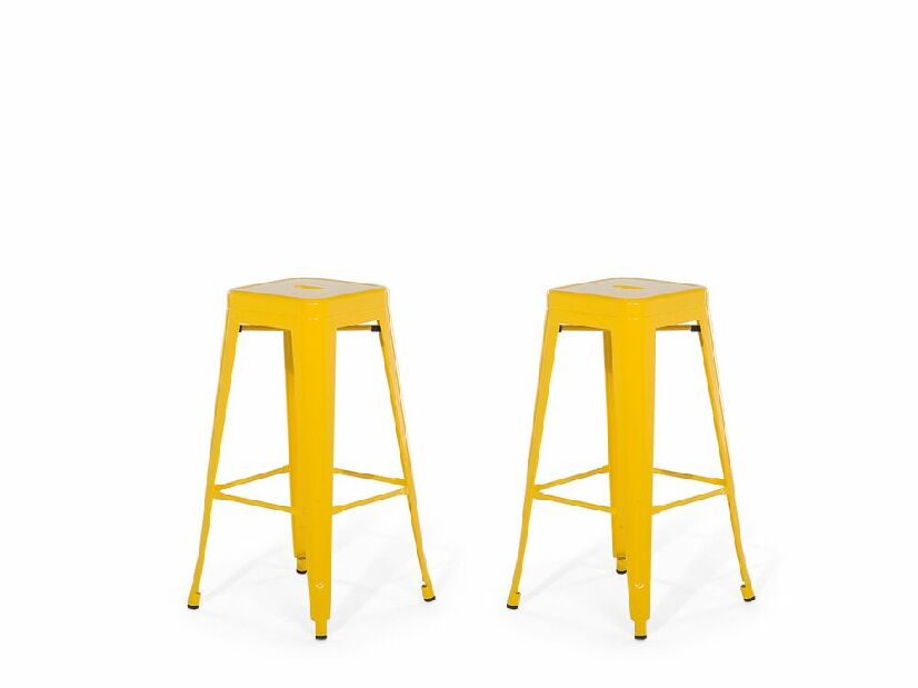 Set scaune tip bar 2buc., 70 cm Cabriot (galben)