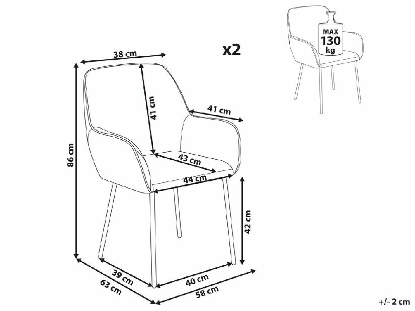 Set 2 buc scaun tip bar Anika (alb)