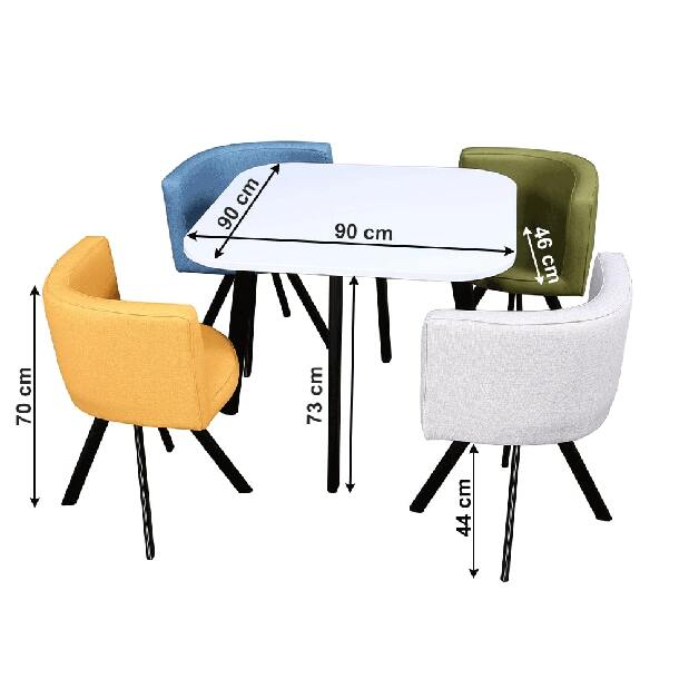 Set masă scaune pentru sufragerie Brianite (pentru 4 persoane) (alb + mix culori)