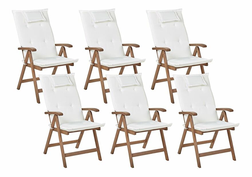 Set 6 buc scaune de grădină Amati (lemn închis + crem)