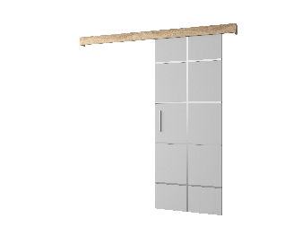 Uși culisante 90 cm Sharlene III (alb mat + stejar sonoma + argintiu)