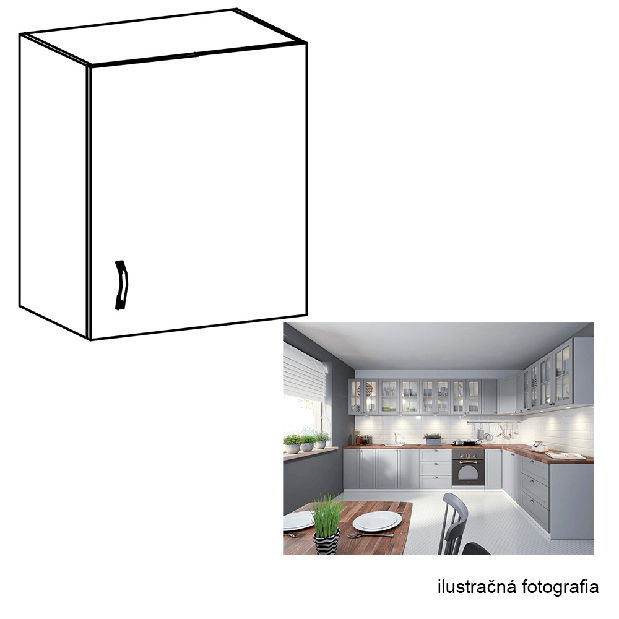 Dulap superior de bucătărie G601F Lanaya (alb + gri mat) (D) 