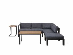 Set canapele pentru grădină MESSE (negru) (pentru 5 persoane)
