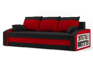 Canapea Houda (negru + roșu) (cu raft) 