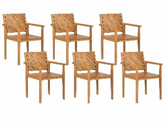 Set 6 buc scaune de grădină Blas (lemn deschis)