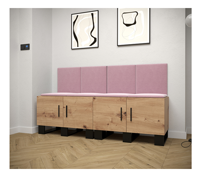 Set mobilier pentru hol Amanda 20 (Stejar artisan + roz)