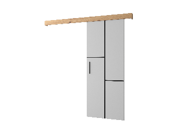 Uși culisante 90 cm Sharlene VII (alb mat + stejar artisan + negru)