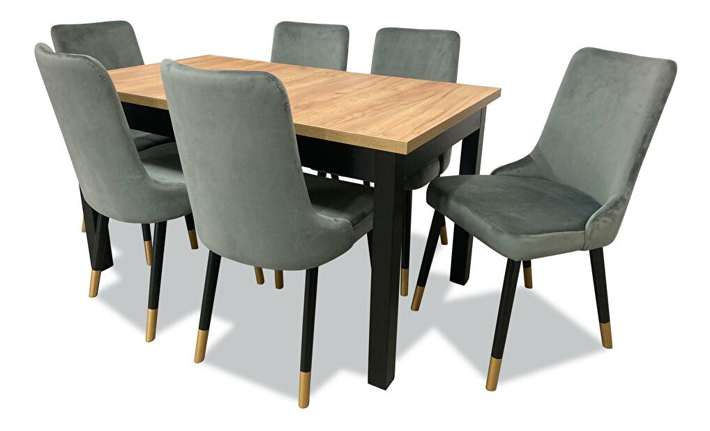 Set masă scaune Alita 1 (stejar auriu + gri) (pentru 6 persoane) *vânzare