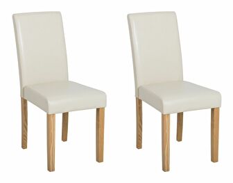 Set 2 buc. scaune pentru sufragerie BORWAY (piele) (bej)