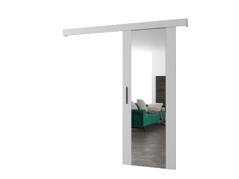 Uși culisante 90 cm Sharlene II (alb mat + alb mat + negru) (cu oglindă)