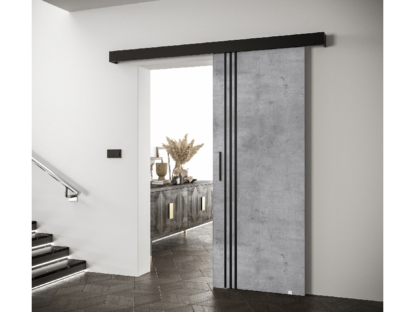 Uși culisante 90 cm Sharlene VI (beton + negru mat + negru)