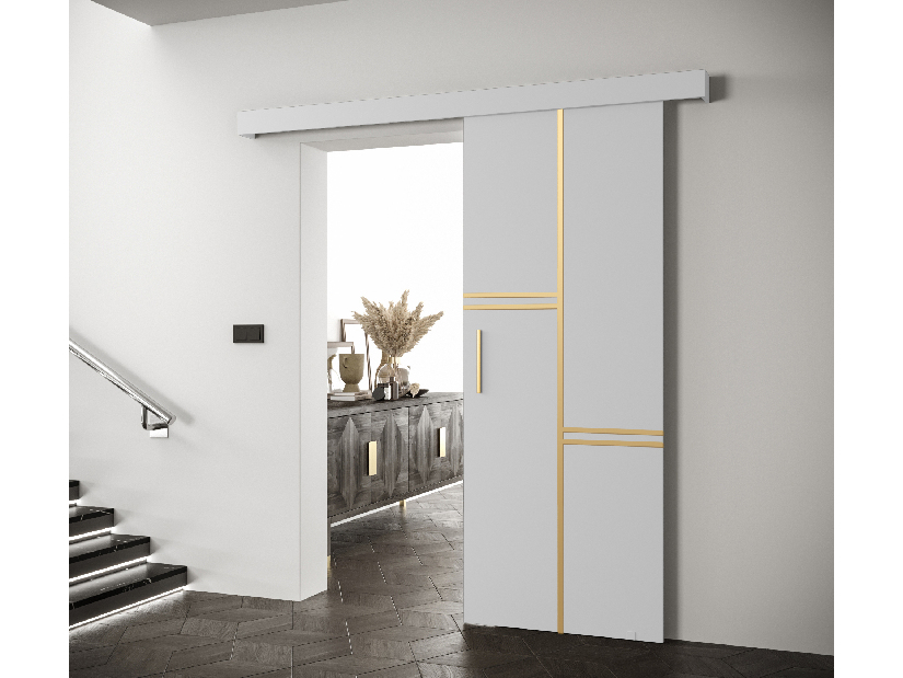 Uși culisante 90 cm Sharlene VIII (alb mat + alb mat + auriu)