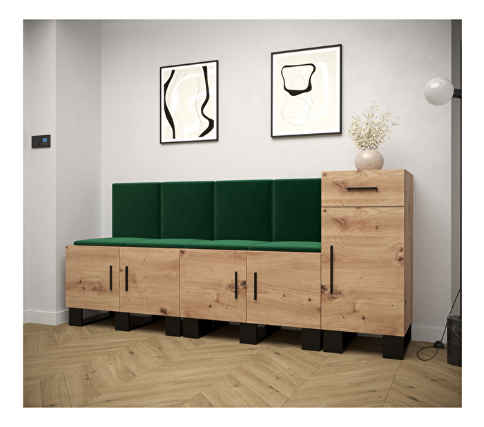 Set mobilier pentru hol Amanda 17 (Stejar artisan + verde)