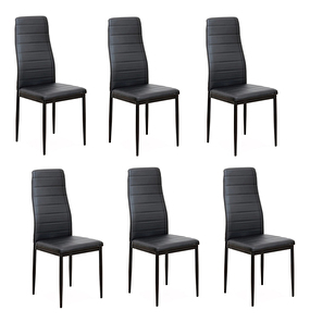 Set 6 buc scaune de sufragerie Collort  nova (negru Piele ecologică) *resigilat
