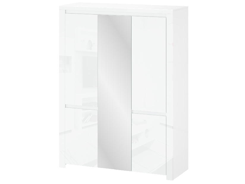 Dulap de haine Leona 5D (cu oglindă) (alb lucios)