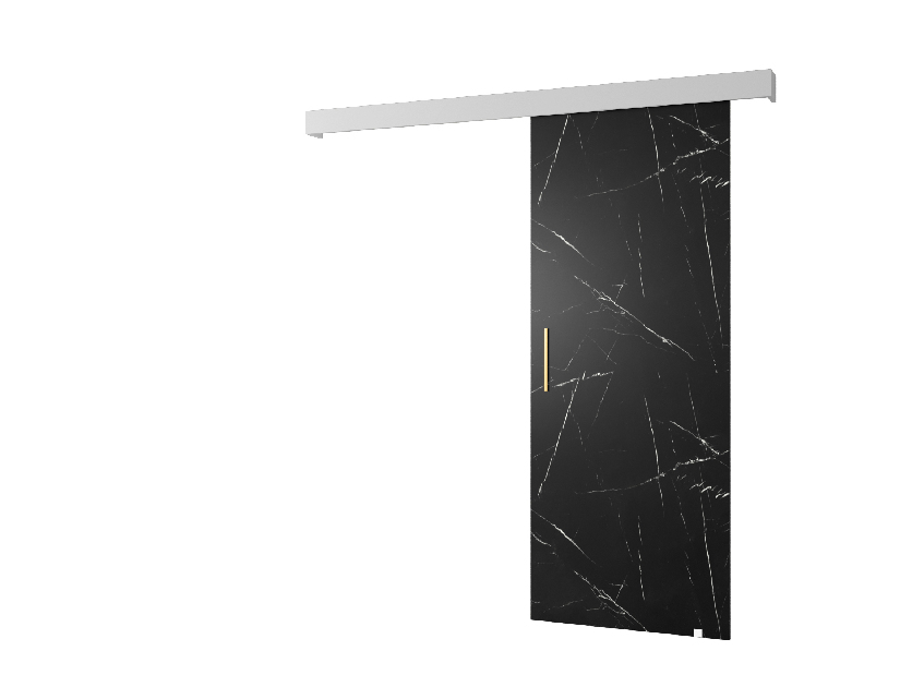 Uși culisante 90 cm Sharlene I (marmură negru + alb mat + auriu)