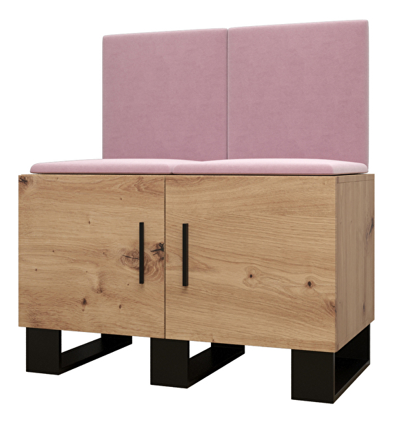 Set mobilier pentru hol Amanda 19 (Stejar artisan + roz)