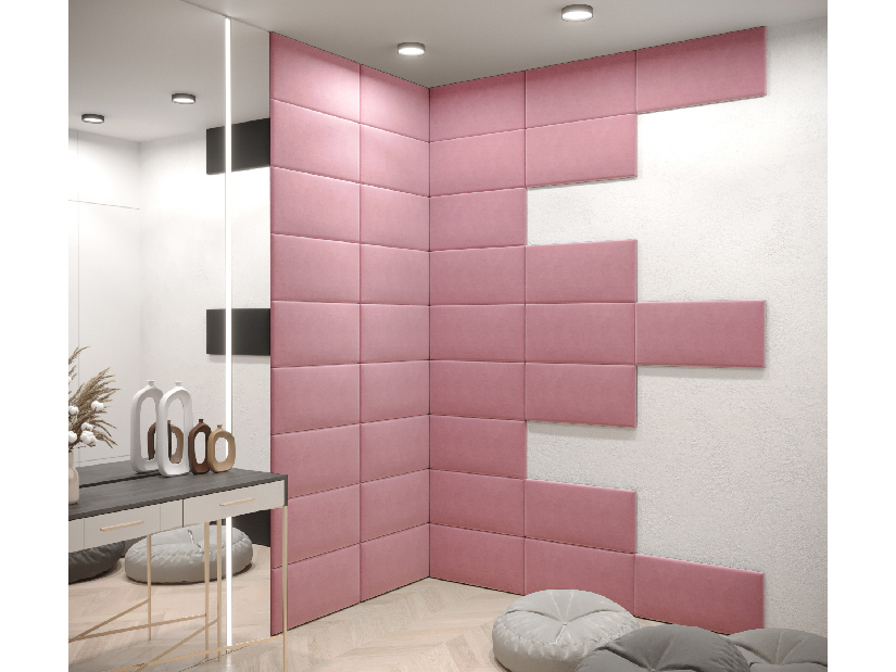 Panou tapițat Cubic 60x30 cm (roz)