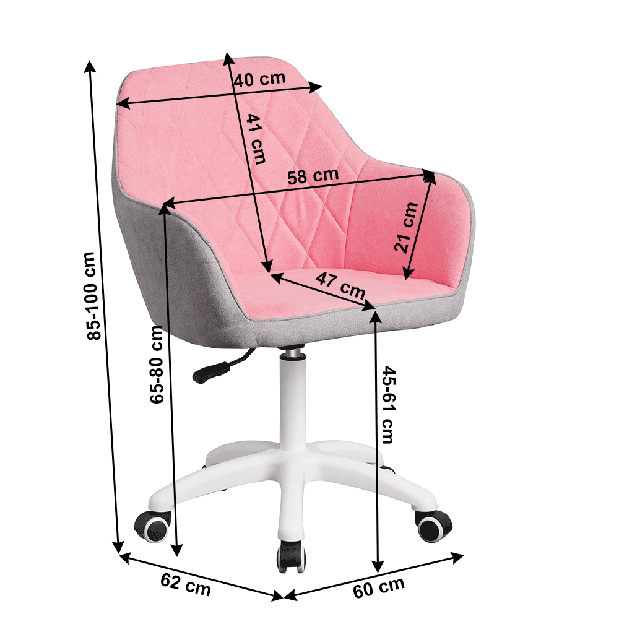 Set 2buc scaune de birou Senta (roz + gri) *resigilat