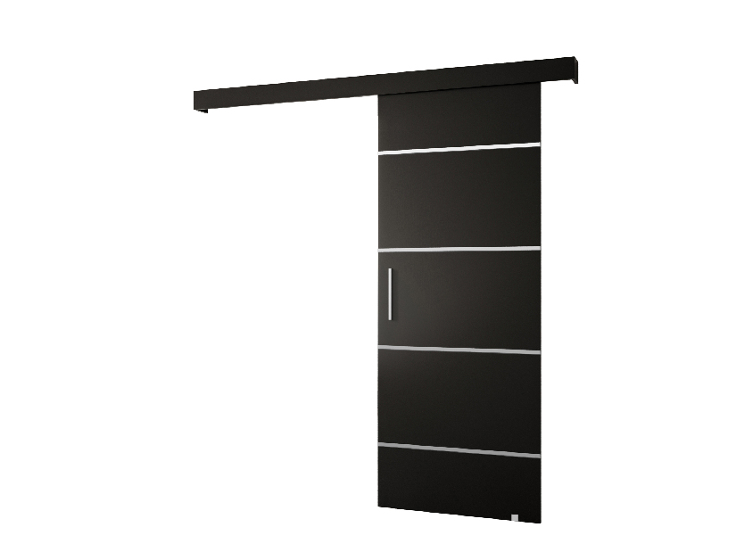 Uși culisante 90 cm Sharlene IV (negru mat + negru mat + argintiu)