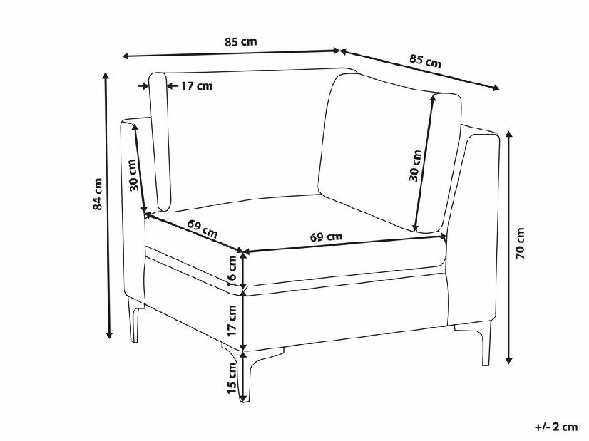 Parte modulară canapea EVENA (gri)