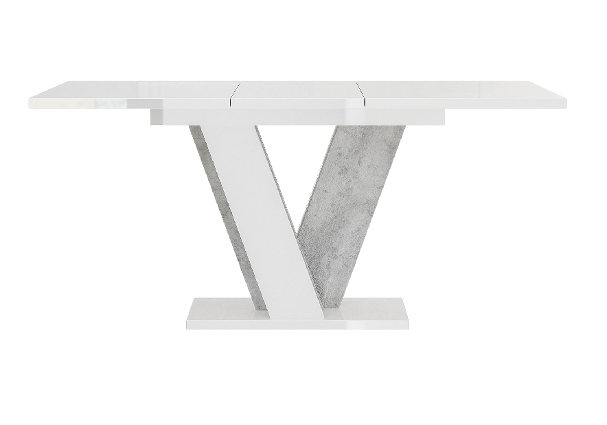 Masă de sufragerie Venag (alb lucios + piatră) (pentru 4 până la 6 persoane)
