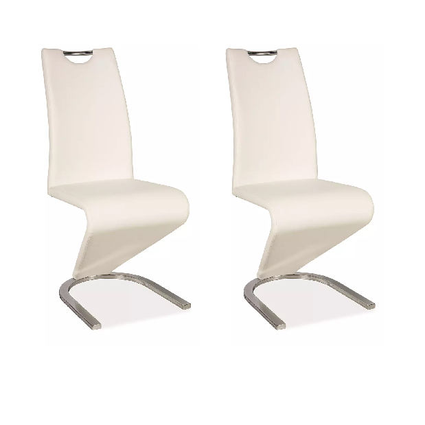 Set 2 buc. scaune de sufragerie Hugo (piele ecologică Alb) *vânzare stoc