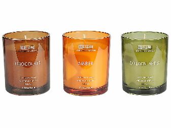 Set de 3 lumânări parfumate măr/chocolată/ambră Joyza (verde)