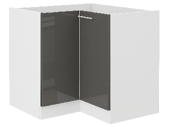 Dulap inferior de bucătărie, de colț Lavera 89 x 89 DN 1F BB (alb + gri lucios)